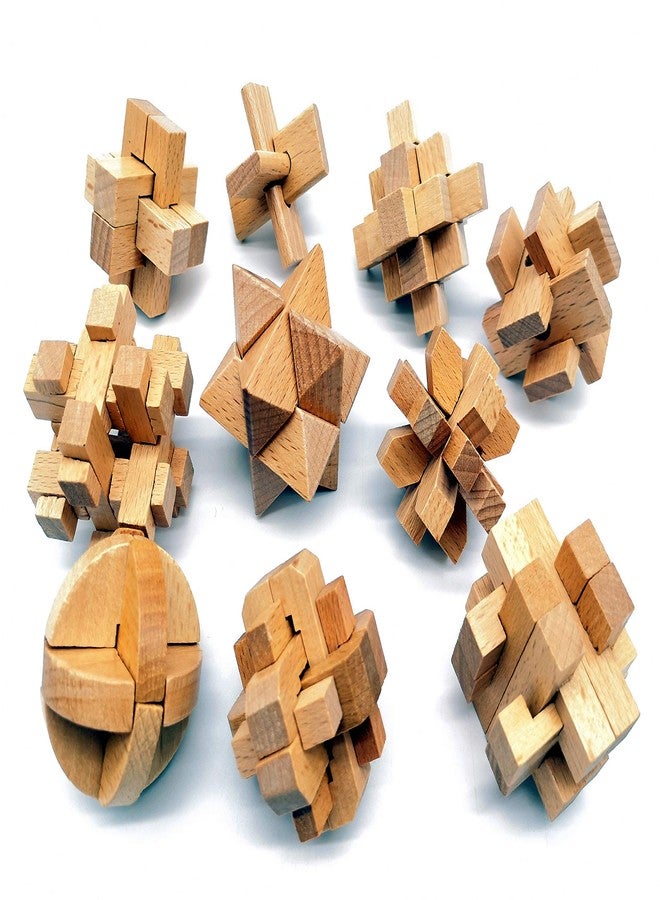 Guaishou 10-in-One 3D Small Wooden Puzzles Kongming Lock IQ Test Toy for Teens and Adults - Image 2